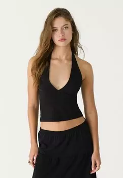 Топ V-NECK HALTER Stradivarius, черный