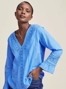 Топ Valentina из органического хлопка с вышивкой Aspiga, марина блю