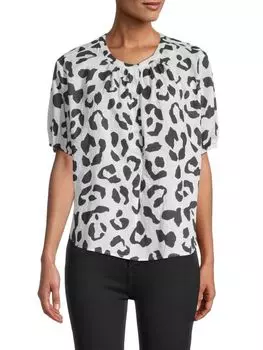 Топ Velvet Ivonne с леопардовым принтом, черный / белый