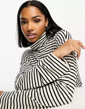 Топ Vero Moda Aware с высоким воротником в черную и кремовую полоску