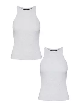 Топ Vero Moda Shirt 2er Set enges Tank Rundhals ohne rmel, серый