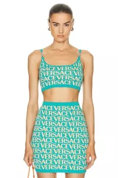 Топ Versace All Over Logo, цвет Turquoise & Light Blue