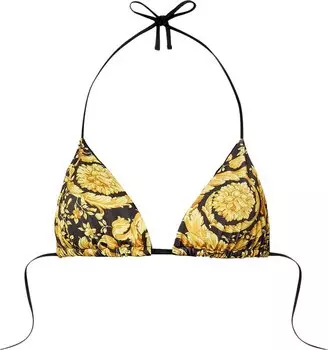 Топ Versace Barocco Print Bikini Top 'Black/Gold', черный