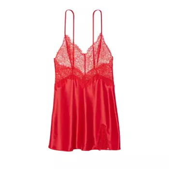 Топ Victorias Secret Lace Top Satin Slip, красный