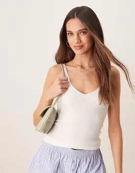 Топ Vila с V-образным вырезом, трикотажный, белый