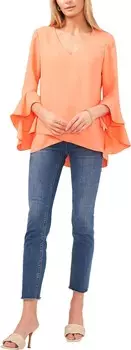 Топ Vince Camuto Flutter Sleeve V-Neck Tunic, цвет Sunset Coral