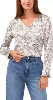 Топ Vince Camuto V-Neck Long Sleeve Top with Large Cuff, цвет New Ivory