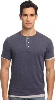 Топ Vince Double Layer S/S Henley Top, цвет Heather Navy