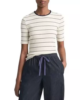 Топ Vince в рубчик с рукавами до локтя, мультиколор