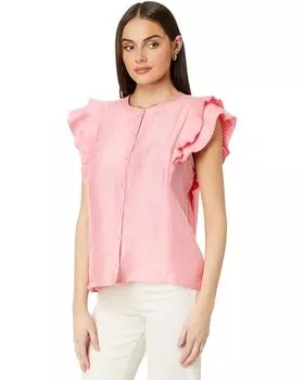 Топ Vineyard Vines Flutter Sleeve Pintuck, цвет Cayman