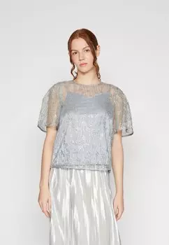 Топ Visigne Flower Sequince Top VILA, цвет gray violet detail:silver flower