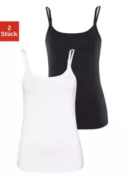 Топ Vivance спагетти (2 шт. в упаковке), с регулируемыми бретелями, черно-белый