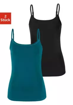Топ Vivance спагетти (2 шт. в упаковке), с регулируемыми бретелями, черный