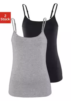 Топ Vivance спагетти (2 шт. в упаковке), с регулируемыми бретелями, черный