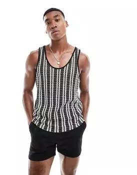 Топ в черно-белую фактурную полоску ASOS DESIGN