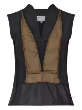 Топ в двух тонах MAISON MARGIELA, черный