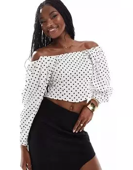 Топ в горошек с открытыми плечами ASOS