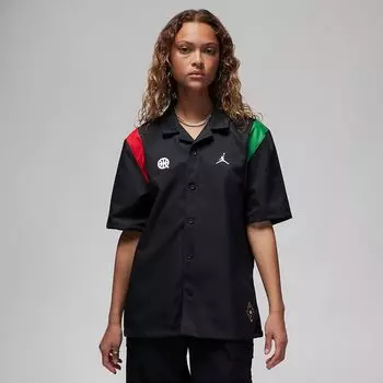 Топ W J QUAI54 BUTTON UP SHIRT Jordan, цвет Schwarz/Rot/Grn