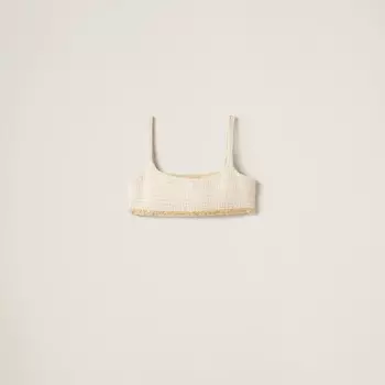 Топ в клетку из ламе Miu Miu, белый