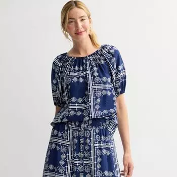 Топ в крестьянском стиле Petite femme Sonoma Goods For Life, цвет blue nautical print