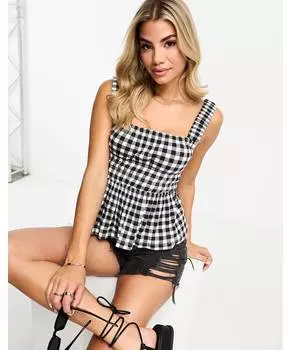 Топ в мелкую клетку без рукавов с эластичной резинкой на спине ASOS DESIGN