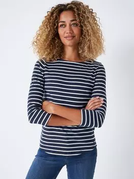Топ в полоску Essential Breton Crew Clothing, темно-синий/белый