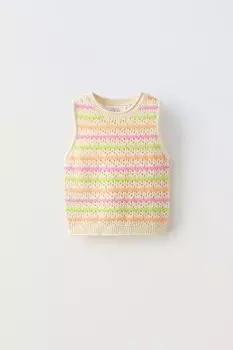 Топ в полоску крючком ZARA, оранжевый