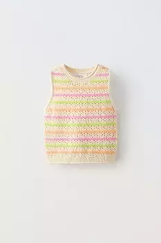 Топ в полоску крючком ZARA, оранжевый