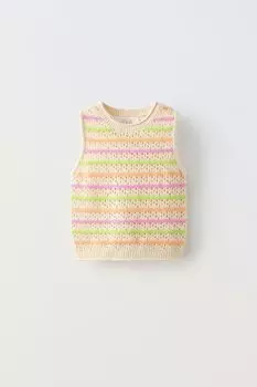 Топ в полоску крючком ZARA, оранжевый