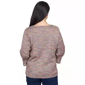 Топ в полоску с развевающимися рукавами Petite Alfred Dunner Space Dye Alfred Dunner