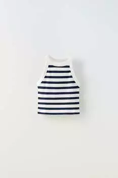 Топ в полоску с вырезом халтер Zara, полосы