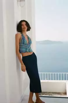 Топ в полоску смешанного льна ZARA, только один