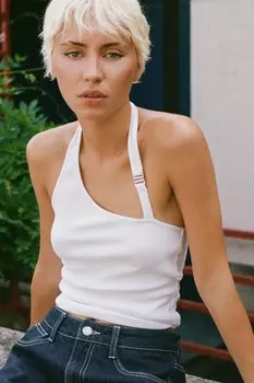 Топ в ребрику ZARA, белый