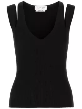 Топ в рубчик Alexander McQueen, черный