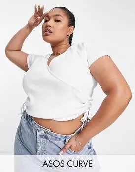 Топ в рубчик ASOS DESIGN Curve, белый