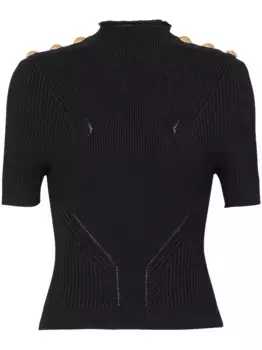 Топ в рубчик BALMAIN, черный