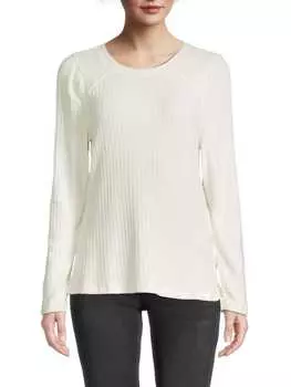 Топ в Рубчик Democracy с длинными рукавами, ivory