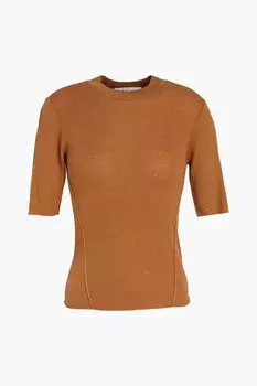 Топ в рубчик из смеси шерсти и шелка FRAME, коричневый