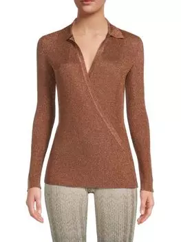 Топ в Рубчик Missoni с запахом из искусственной ткани, bronze