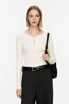 Топ в рубчик с бантиком Arket, белый