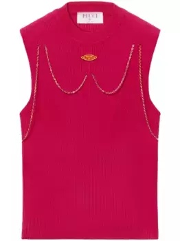 Топ в рубчик с цепочкой PUCCI, розовый