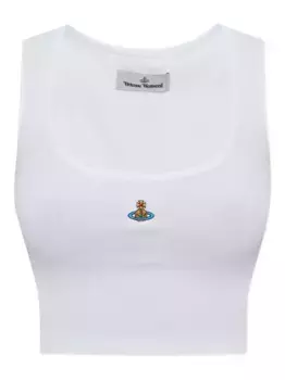 Топ в рубчик с декором Orb Vivienne Westwood, белый