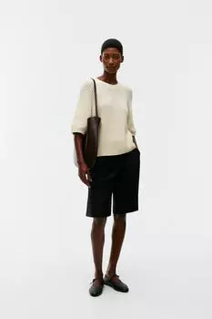 Топ в рубчик с короткими рукавами Arket, белый