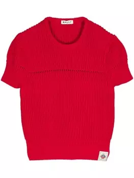 Топ в рубчик с короткими рукавами Bally, красный