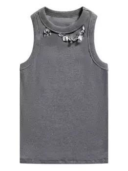 Топ в рубчик с кристаллами AREA, серый