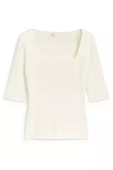 Топ в рубчик с квадратным вырезом Arket, белый