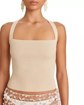 Топ в рубчик с квадратным вырезом Cult Gaia Crawford, коричневый/бежевый