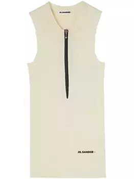 Топ в рубчик с логотипом JIL SANDER, белый
