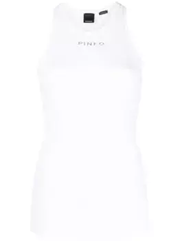 Топ в рубчик с логотипом PINKO, белый