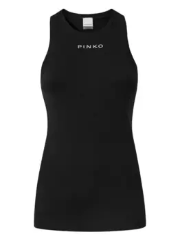 Топ в рубчик с логотипом PINKO, черный